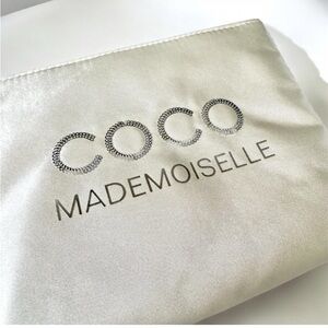 CHANEL Cream Satin Pouch with Silver Embroidery